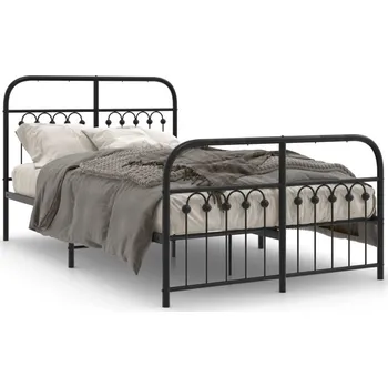Ložnice vidaXL Kovový rám postele s hlavovým a nožním čelem 120 x 190 cm [376615] Barva: Černá
