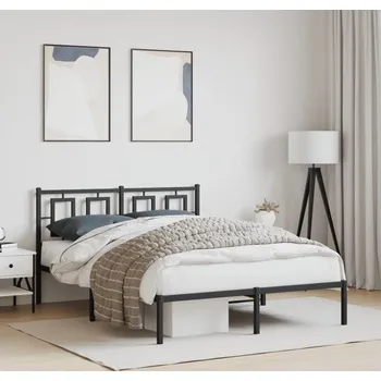 Ložnice vidaXL Kovový rám postele s čelem 140 x 190 cm [374241] Barva: Černá
