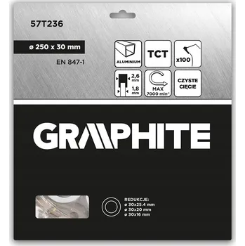 Pilový kotouč Kotouč na pilu, vidiový, 250 x 30 mm, 100 zubů, na hliník, GRAPHITE