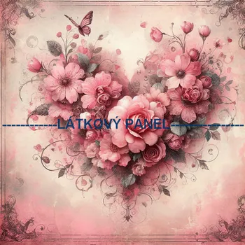 Látkový panel - Srdce vintage - LA-4 Velikost: 35x35cm, Materiál: Úplet