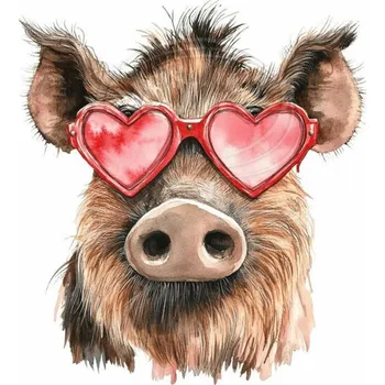 Textilní nažehlovací páska Dante Nažehlovačka Divoké prase a růžové brýle - 11 x 12 cm