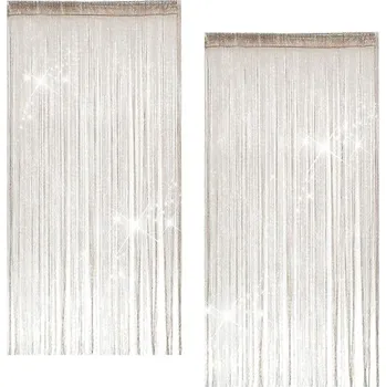 Sprchový závěs 2dílná provázková dveřní záclona, 100 x 200 cm moskytiéra, šampaňská barva síťka proti hmyzu pro