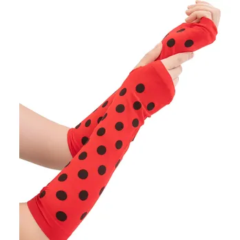 Pracovní rukavice Party rukavice bez prstů červené s černými puntíky