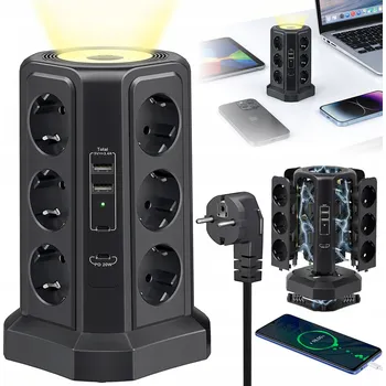 Napájecí kabel Prodlužovací Kabel lištový Bedee 2 m než 8 ks černý