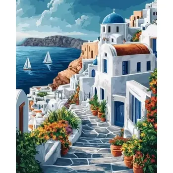 Diamantové malování Diamantové malování - Vzpomínky na Řecko (50x70)