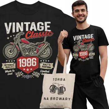 Pánské tričko Tričko pánské 1986 Vintage Classic motorka 40. narozeniny taška