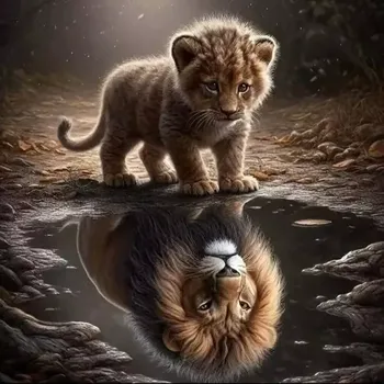 Diamantové malování Diamantové malování - Lev a lvíče (60 x 60)