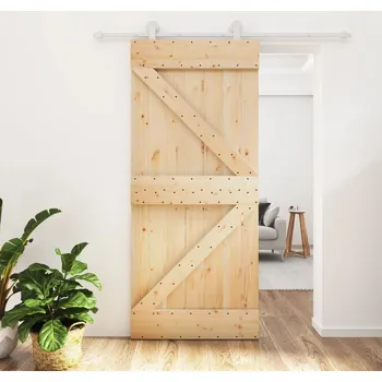 Interiérové dveře Posuvné dveře s kováním 90 x 210 cm masivní borové dřevo - 8721012081406