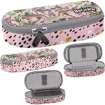 Penál Školní penál pouzdro vyztužené BeUniq Animals Růžová Zelená