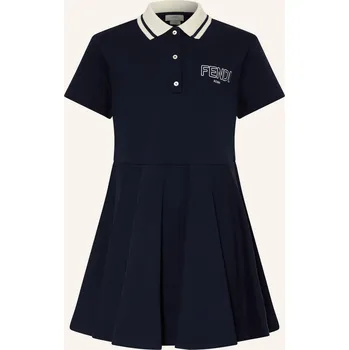 Dámské šaty Fendi Dívčí Piqué Polo Šaty, tmavě modrá / bílá, 164