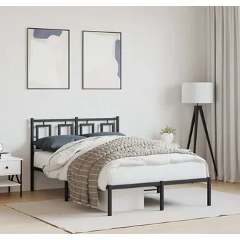 Ložnice vidaXL Kovový rám postele s čelem 120 x 190 cm [374287] Barva: Černá