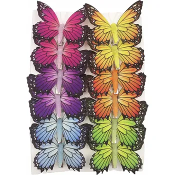 Vrták Motýli motýlci, barevní na klipu, záclony závěsy 7cm/12 kusů, M1-Č.32