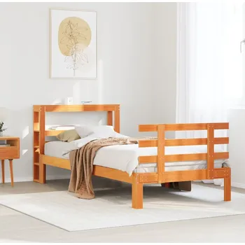 Postel vidaXL Rám postele s čelem voskově hnědý 100 x 200 cm masivní borovice [3306128]