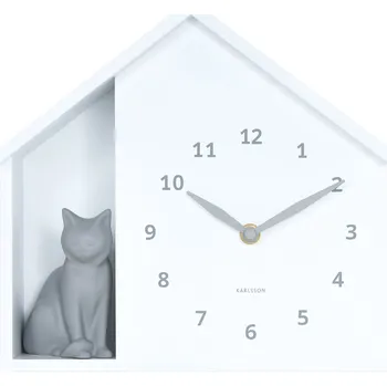 Hodiny Karlsson, Nástěnné hodiny Siting Cat, bílé - Formadore