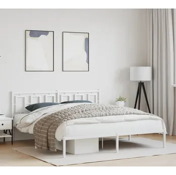 Postel vidaXL Kovový rám postele s čelem 183 x 213 cm [374295] Barva: Bílá