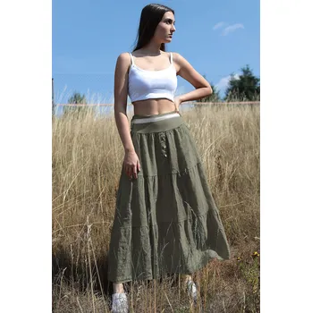 Dámská sukně TopMode Lněná sukně s knoflíky 1013466