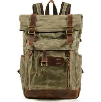Městský batoh TopMode Studentský retro rolovací batoh s koženými doplňky 823362