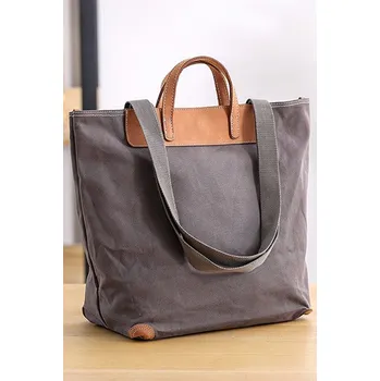 TopMode Plátěný retro shopper s koženými detaily do ruky i přes rameno 825246
