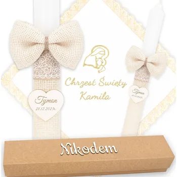 Obraz KŘESTNÍ OBLOŽKA A KRABIČKA NA KŘTINY JMÉNEM Dárek Ke Křtinám S VÝŠIVKOU V BOHO STILU