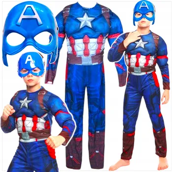 Karnevalový kostým KAPITÁN AMERIKA KOSTÝM OBLEČENÍ SUPERHRDINY 98-110 + MASKA KARNEVALOVÝ KOSTÝM
