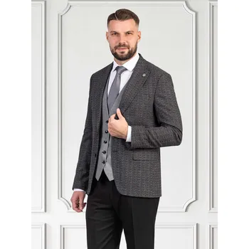 Pánský oblek FERATT Pánské oblekové sako ALMADA černé Velikost: 182/50