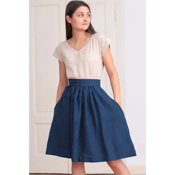 Dámská sukně Lotika Lotika 100 % lněná áčková sukně krátká 948550