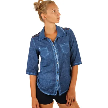 Dámská košile TopMode Dámská košile s 3/4 rukávy a krajkou 232788