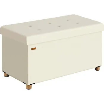 Skládací lavice béžová sametová s úložným prostorem | 76x38x42cm