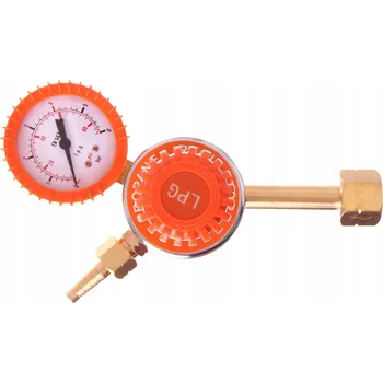 plynová lahev MOSAZNÝ REDUKTOR TLAKU PRO LAHEV PROPAN BUTAN LPG S VELKÝM MANOMETREM PRO 11KG LAHVE