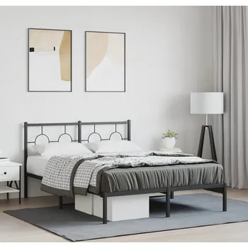 Postel vidaXL Kovový rám postele s čelem 135 x 190 cm [376225] Barva: Černá