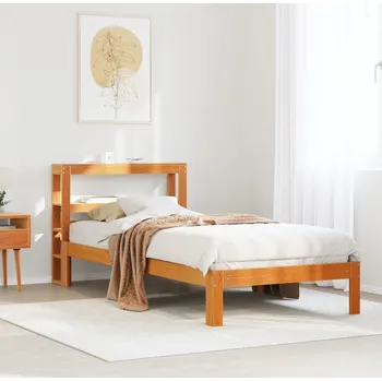 Postel vidaXL Rám postele s čelem bez matrace 100x200 cm [3306043] Barva: Voskově hnědá