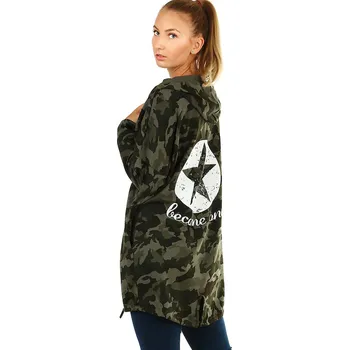 Dámský svetr TopMode Volný maskáčový cardigan s potiskem 477813