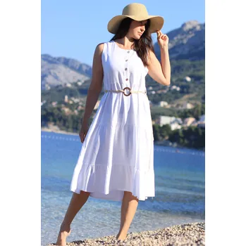 Dámské šaty TopMode Jednobarevné letní dámské šaty s knoflíky 548234