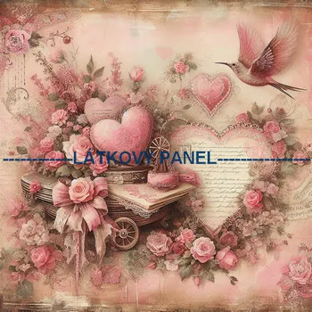 Látkový panel - Srdce vintage - LA-7 Velikost: 35x35cm, Materiál: Úplet