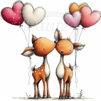 Galanterie Dante Nažehlovačka Srnky s balónky srdíček - 20 x 20 cm