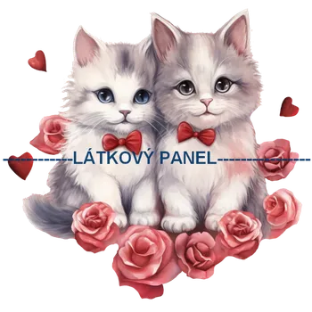 Látkový panel - Kočky láska - LA-18 Velikost: 45x45cm, Materiál: Mikroplyš