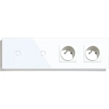 vypínač DOTYKOVÝ SPÍNAČ 1+1 DVĚ ZÁSUVKY ELEKTRICKÉ SKLENĚNÝ VYPÍNAČ