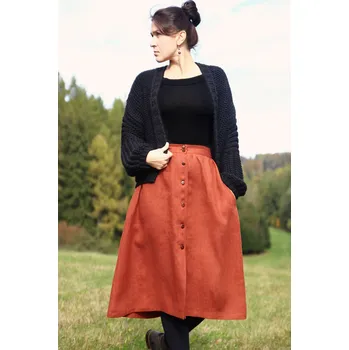 Dámská sukně TopMode Propínací lněná sukně Lotika Premium quality 776270