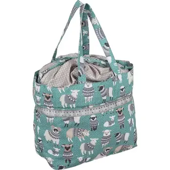 Organizér galanterie Nepromokavá taška na pletení a háčkování - Ovečky ve svetru (Drawstring Craft Bag Wooly Pully)