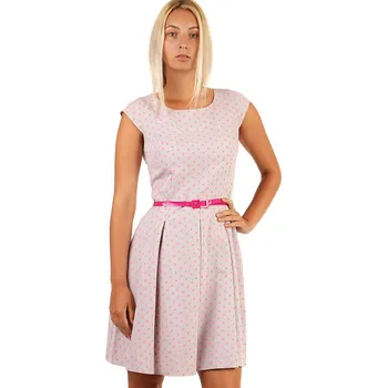 Dámské šaty TopMode Puntíkované retro šaty s páskem-i pro plnoštíhlé 801927