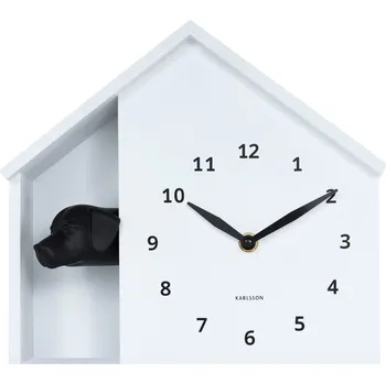 Hodiny Karlsson, Nástěnné hodiny Peeking Doggy, bílé - Formadore