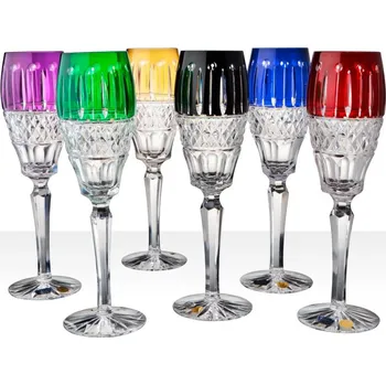 Sklenice Sada barevných sklenic na šampus, Glamour Crystal, 180 ml, 6 ks