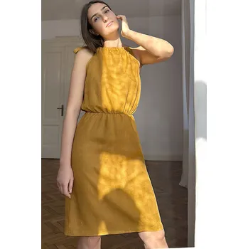 Dámské šaty Lotika 100% lněné šaty bez rukávů Lotika 1090442