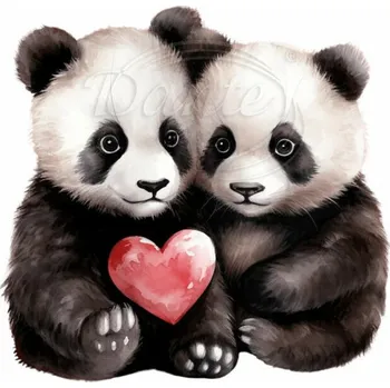 Textilní nažehlovací páska Dante Nažehlovačka Zamilované Pandy - 6 x 6 cm