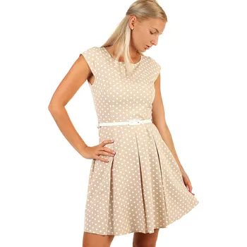 Dámské šaty TopMode Puntíkované retro šaty s páskem-i pro plnoštíhlé 801924