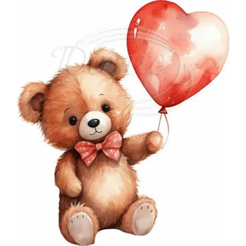 Textilní nažehlovací páska Dante Nažehlovačka Medvídek s balónkem srdce - 17 x 20 cm