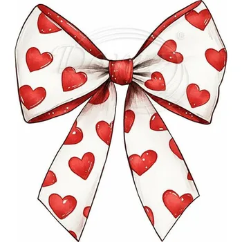 Textilní nažehlovací páska Dante Nažehlovačka Bílá mašle se srdíčky - 11 x 12 cm