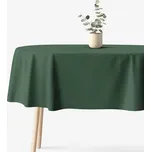 Oválný ubrus 100% bavlněné plátno - tmavě zelený 140 x 220 cm