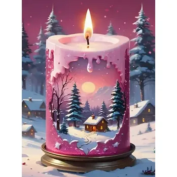 Diamantové malování Diamantovani.cz Zimní krajina ve svíčce bez rámu