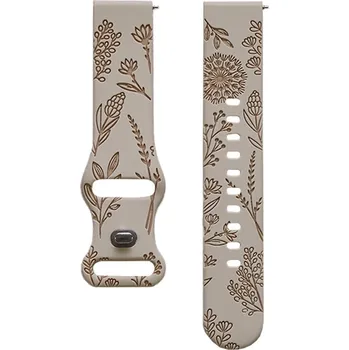 Příslušenství k chytrým hodinkám Madvell Silikonový řemínek Pampeliška béžová s oříškovou 20mm